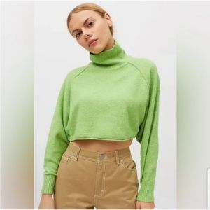 Lime green cropped turtle neck